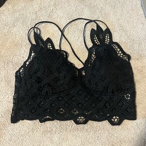 amazon size large plack padded lace bralette top